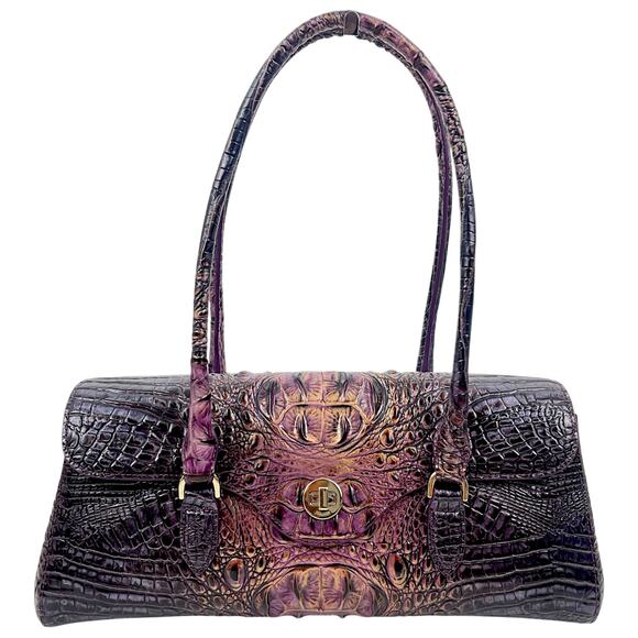Brahmin Dayan Leather Shoulder Bag Fig Jam Melbourne Purple East West Bag - Picture 4 of 15